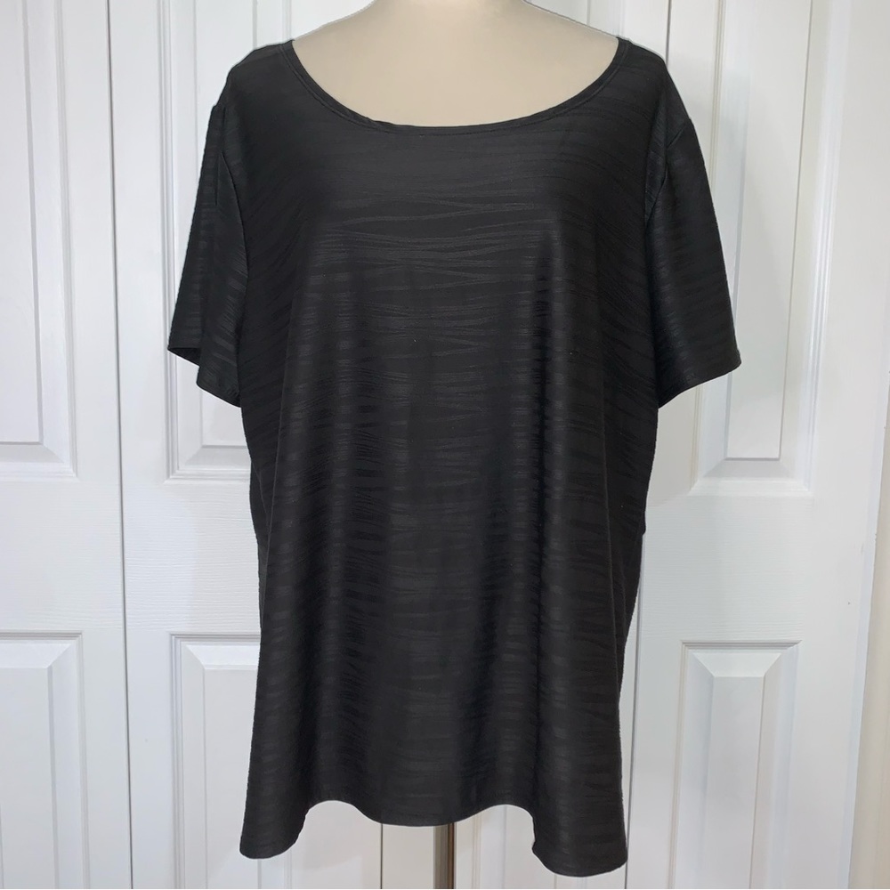 Kim Rogers 2XL black patterned round neck short sleeve top